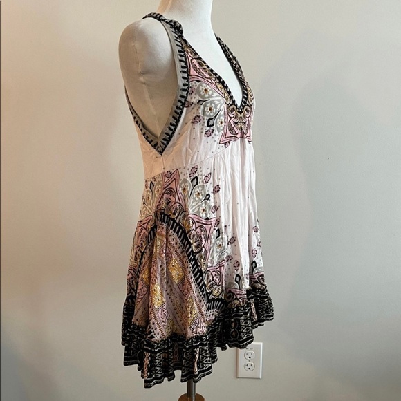 Free People Steal the Sun Pale Pink Print Boho Top or Dress XS - Picture 6 of 12